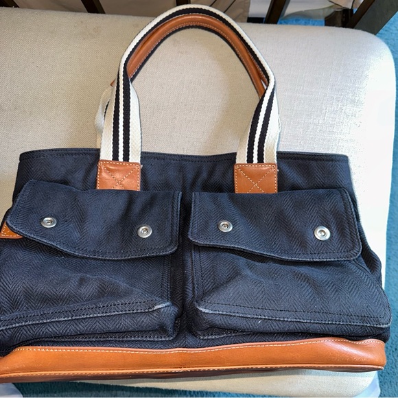 Pottery Barn Kids Handbags - 🟣4/$20 Pottery Barn Kids Canvas Bag Diaper Navy Leather